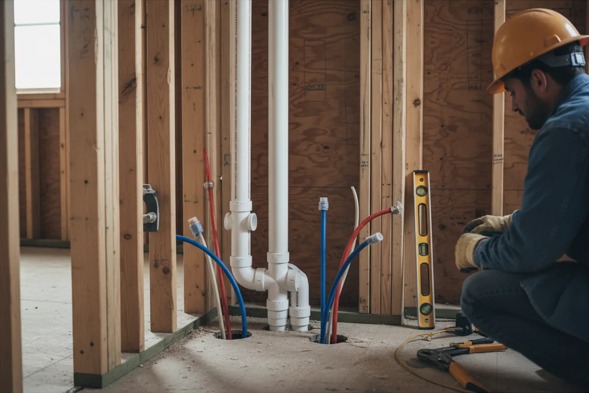 Drain and supply rough-in during Leak Detection in Crystal City